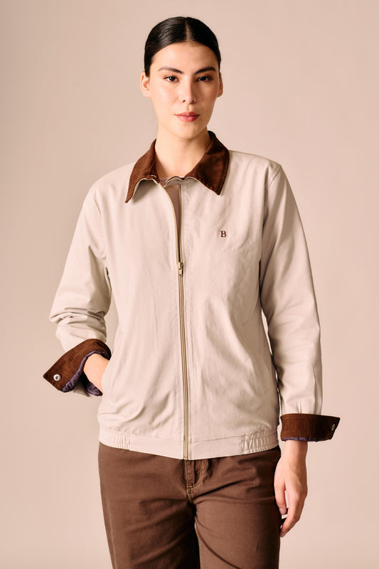 Chaqueta Fika - Beige con Cuello de Pana