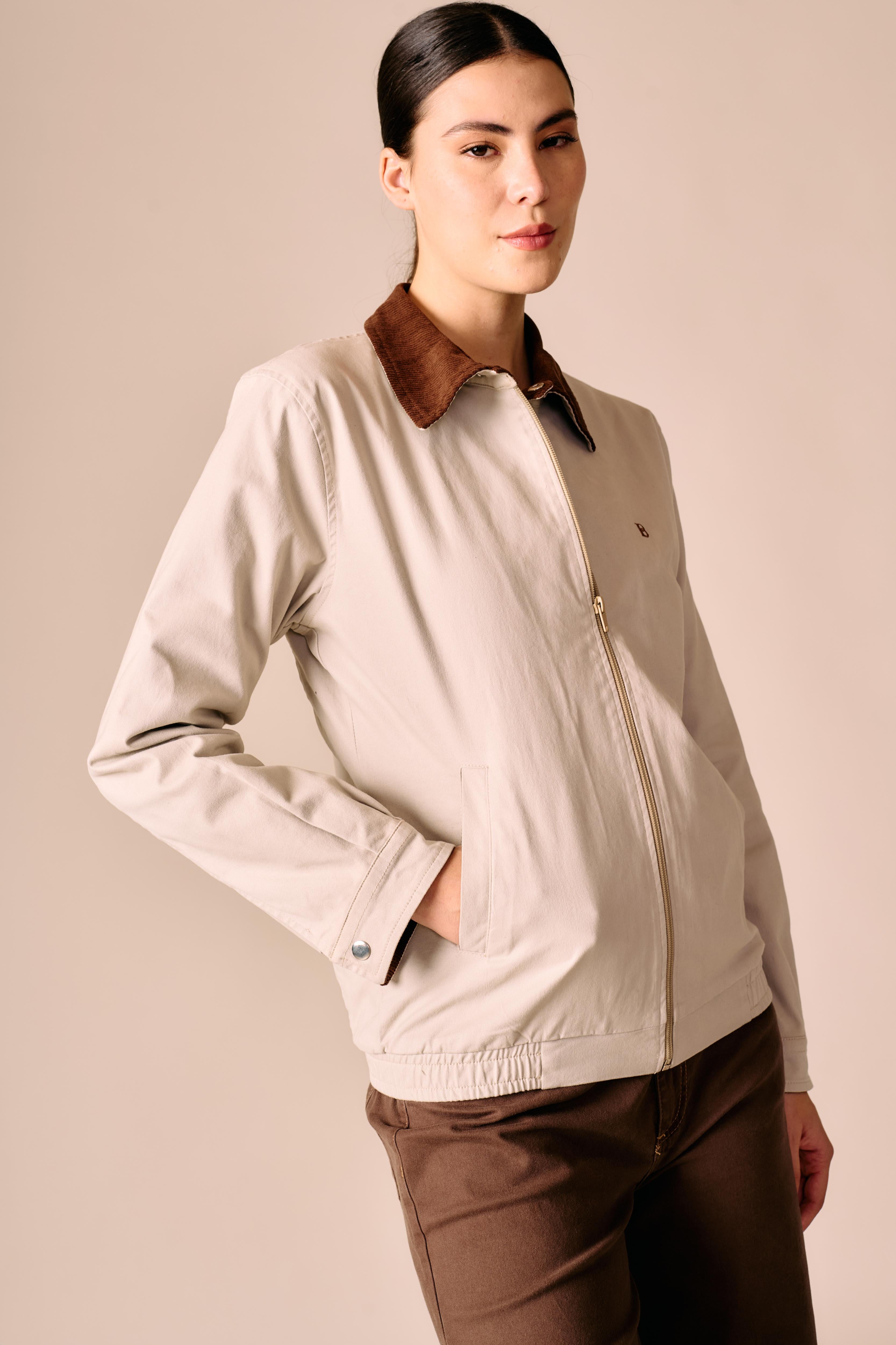 Chaqueta Fika - Beige con Cuello de Pana