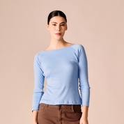 Camiseta Cuello Bandeja - Baby Blue