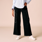 Pantalón Linje - Negro con Costuras Blancas