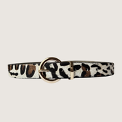Cinturón de Cuero - Estampado Leopardo Crema
